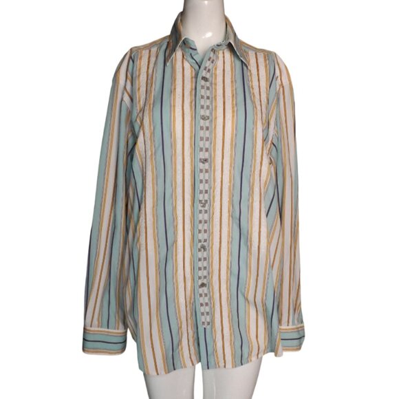 ROBERT GRAHAM Shirt, L, Multicolor Stripes, Embroidered, Long sleeve, MOP button - Picture 8 of 13